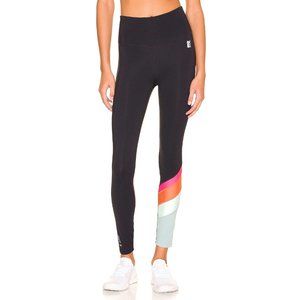 P.E Nation Black Leggings with Multicolor Stripes